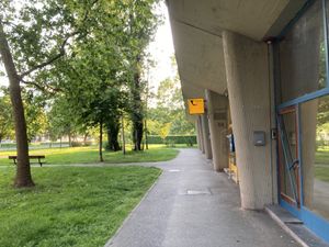 Residential building elevated on pillars
